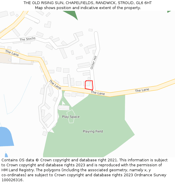 THE OLD RISING SUN, CHAPELFIELDS, RANDWICK, STROUD, GL6 6HT: Location map and indicative extent of plot