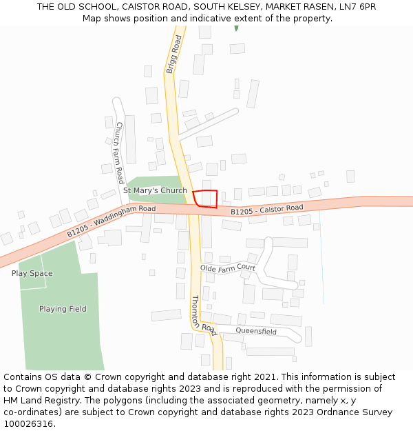 THE OLD SCHOOL, CAISTOR ROAD, SOUTH KELSEY, MARKET RASEN, LN7 6PR: Location map and indicative extent of plot