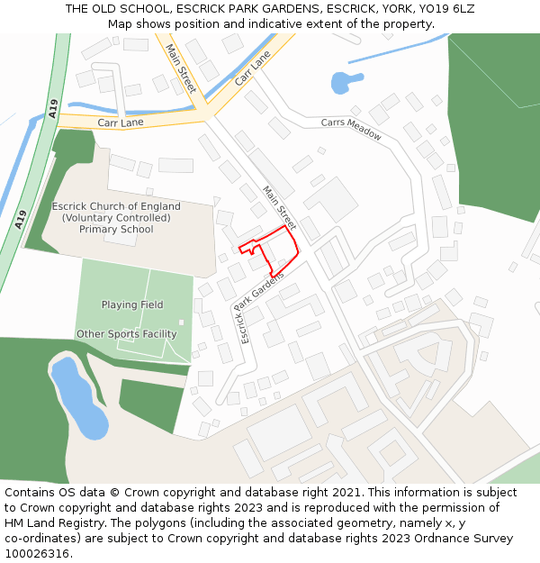 THE OLD SCHOOL, ESCRICK PARK GARDENS, ESCRICK, YORK, YO19 6LZ: Location map and indicative extent of plot