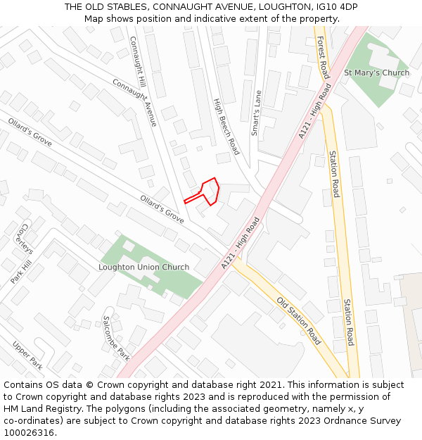 THE OLD STABLES, CONNAUGHT AVENUE, LOUGHTON, IG10 4DP: Location map and indicative extent of plot