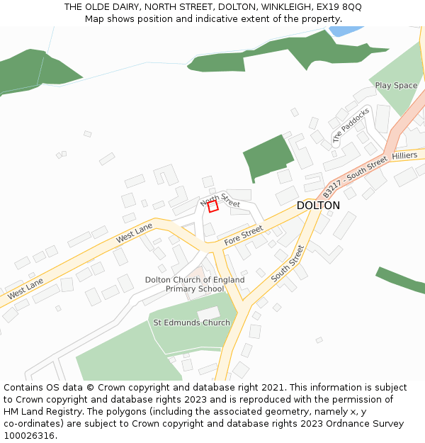 THE OLDE DAIRY, NORTH STREET, DOLTON, WINKLEIGH, EX19 8QQ: Location map and indicative extent of plot