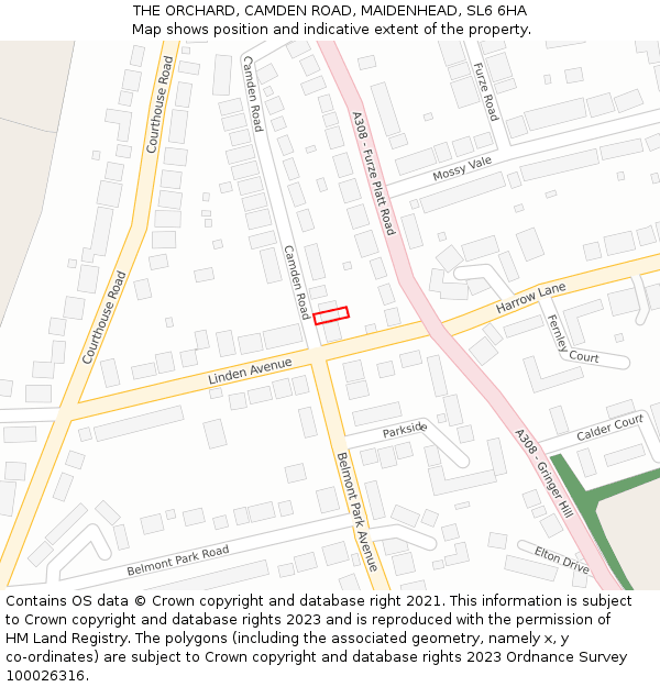 THE ORCHARD, CAMDEN ROAD, MAIDENHEAD, SL6 6HA: Location map and indicative extent of plot