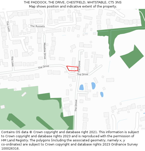 THE PADDOCK, THE DRIVE, CHESTFIELD, WHITSTABLE, CT5 3NS: Location map and indicative extent of plot