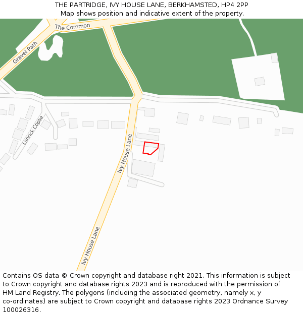 THE PARTRIDGE, IVY HOUSE LANE, BERKHAMSTED, HP4 2PP: Location map and indicative extent of plot