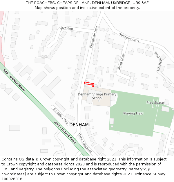 THE POACHERS, CHEAPSIDE LANE, DENHAM, UXBRIDGE, UB9 5AE: Location map and indicative extent of plot