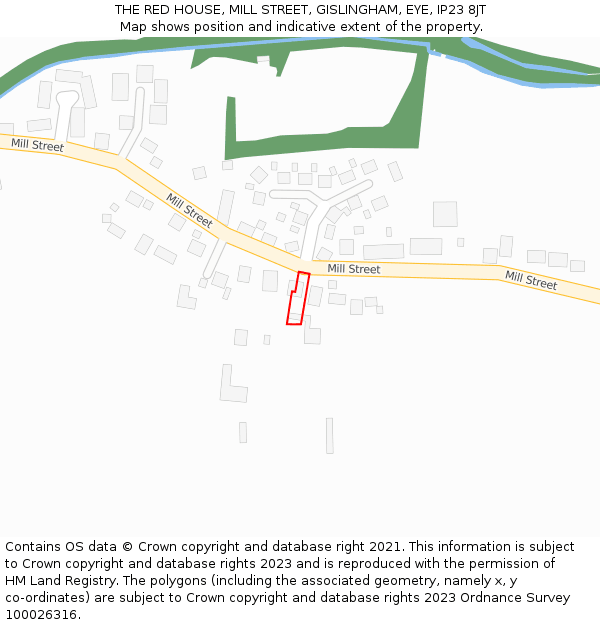 THE RED HOUSE, MILL STREET, GISLINGHAM, EYE, IP23 8JT: Location map and indicative extent of plot