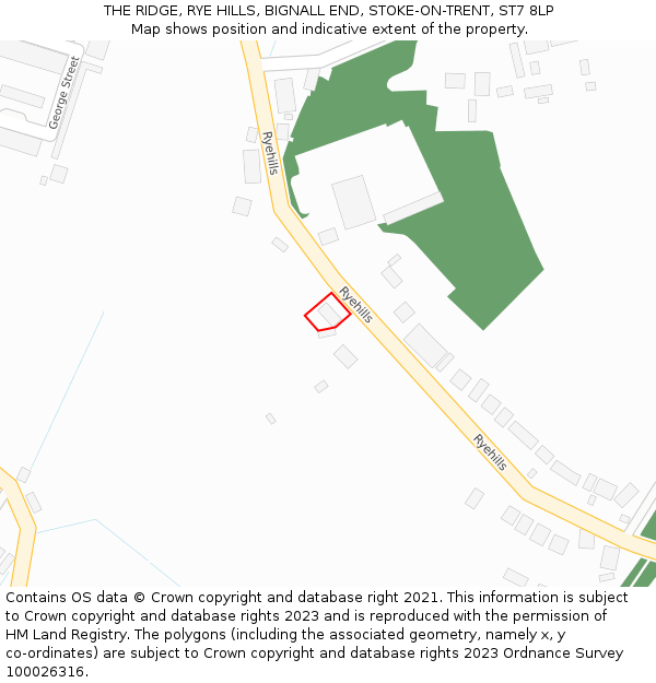 THE RIDGE, RYE HILLS, BIGNALL END, STOKE-ON-TRENT, ST7 8LP: Location map and indicative extent of plot