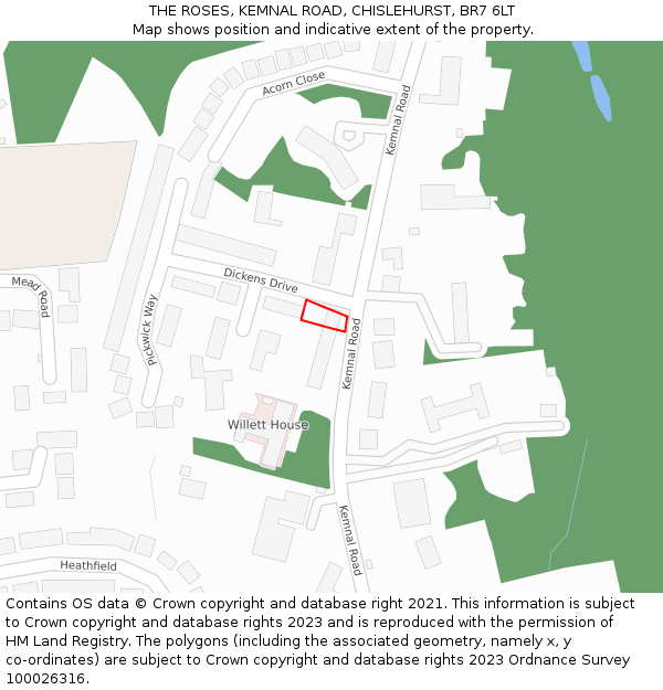 THE ROSES, KEMNAL ROAD, CHISLEHURST, BR7 6LT: Location map and indicative extent of plot