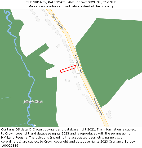 THE SPINNEY, PALESGATE LANE, CROWBOROUGH, TN6 3HF: Location map and indicative extent of plot