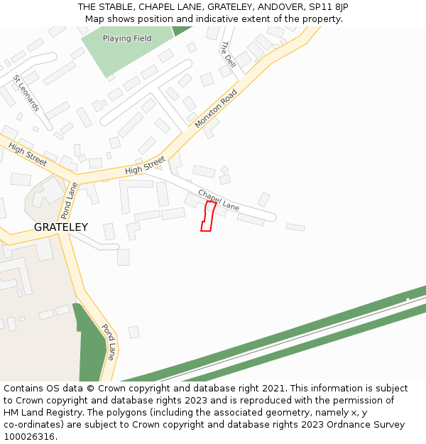 THE STABLE, CHAPEL LANE, GRATELEY, ANDOVER, SP11 8JP: Location map and indicative extent of plot