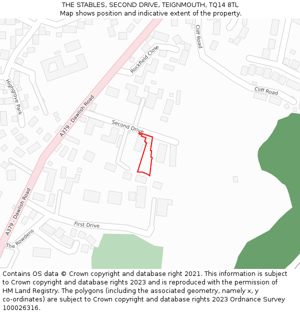 THE STABLES, SECOND DRIVE, TEIGNMOUTH, TQ14 8TL: Location map and indicative extent of plot