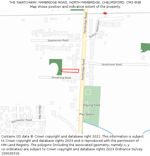 THE SWATCHWAY, FAMBRIDGE ROAD, NORTH FAMBRIDGE, CHELMSFORD, CM3 6NB: Location map and indicative extent of plot