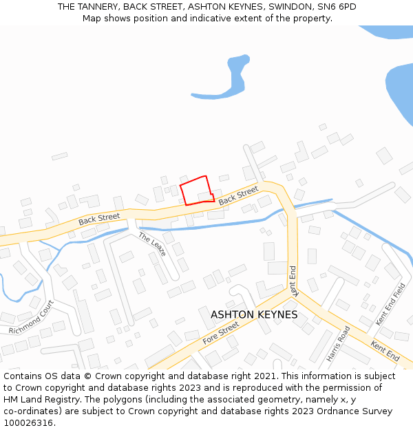 THE TANNERY, BACK STREET, ASHTON KEYNES, SWINDON, SN6 6PD: Location map and indicative extent of plot