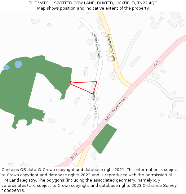 THE VATCH, SPOTTED COW LANE, BUXTED, UCKFIELD, TN22 4QG: Location map and indicative extent of plot