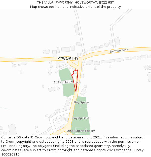 THE VILLA, PYWORTHY, HOLSWORTHY, EX22 6ST: Location map and indicative extent of plot