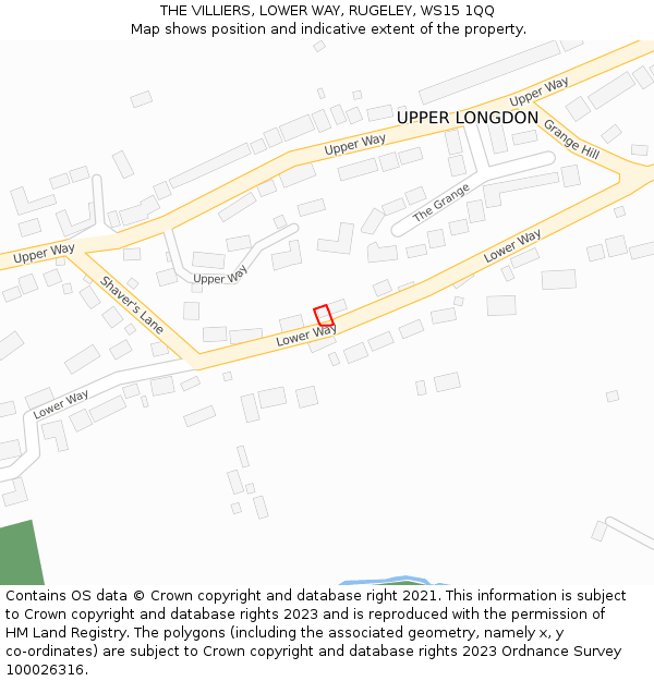 THE VILLIERS, LOWER WAY, RUGELEY, WS15 1QQ: Location map and indicative extent of plot