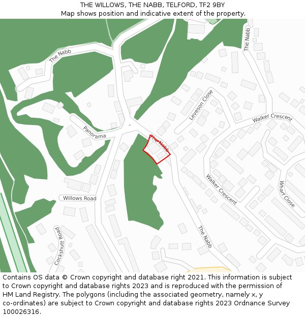 THE WILLOWS, THE NABB, TELFORD, TF2 9BY: Location map and indicative extent of plot