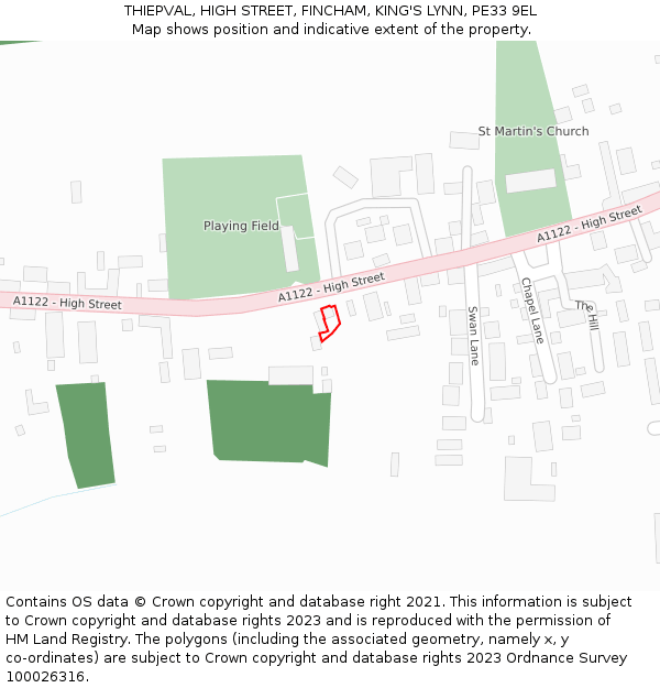 THIEPVAL, HIGH STREET, FINCHAM, KING'S LYNN, PE33 9EL: Location map and indicative extent of plot