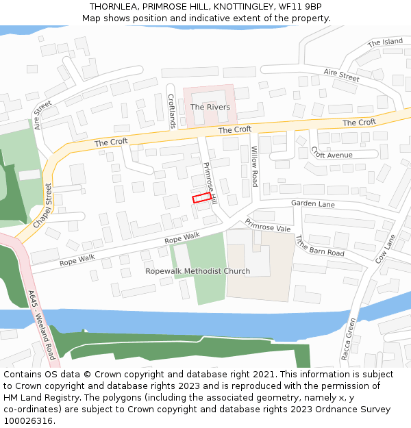 THORNLEA, PRIMROSE HILL, KNOTTINGLEY, WF11 9BP: Location map and indicative extent of plot