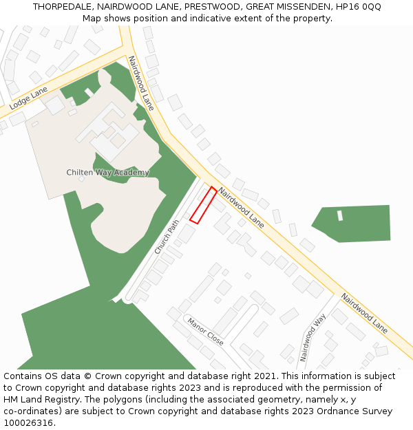 THORPEDALE, NAIRDWOOD LANE, PRESTWOOD, GREAT MISSENDEN, HP16 0QQ: Location map and indicative extent of plot