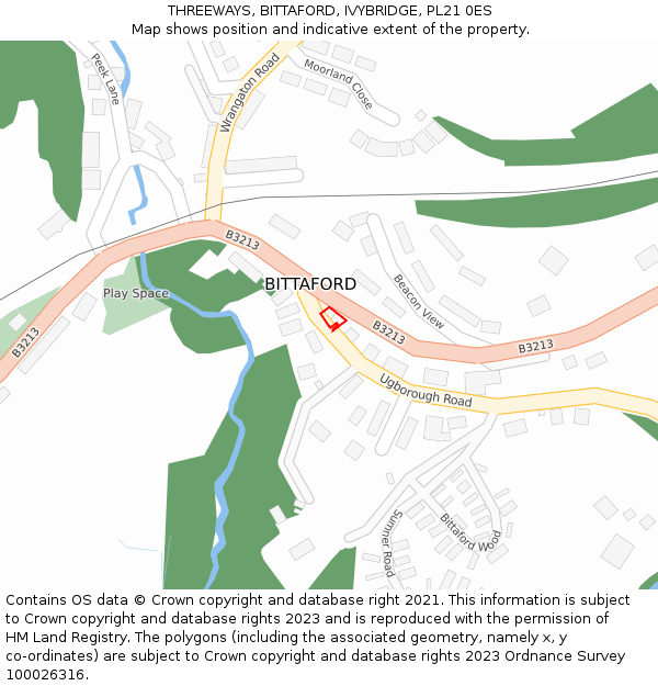 THREEWAYS, BITTAFORD, IVYBRIDGE, PL21 0ES: Location map and indicative extent of plot