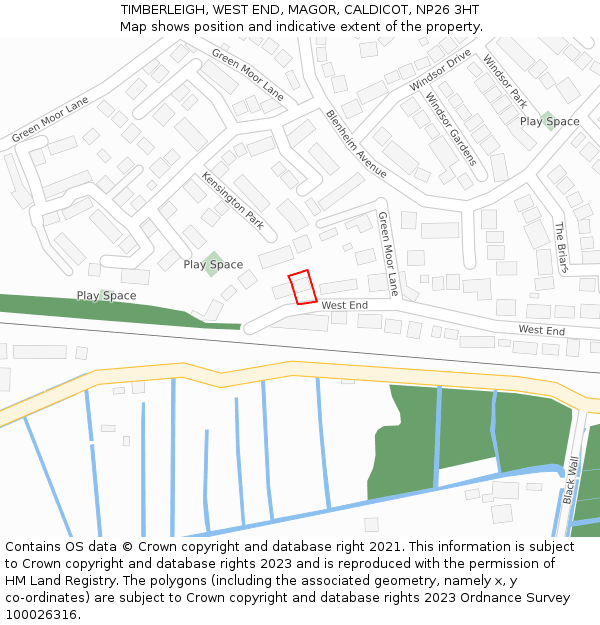 TIMBERLEIGH, WEST END, MAGOR, CALDICOT, NP26 3HT: Location map and indicative extent of plot