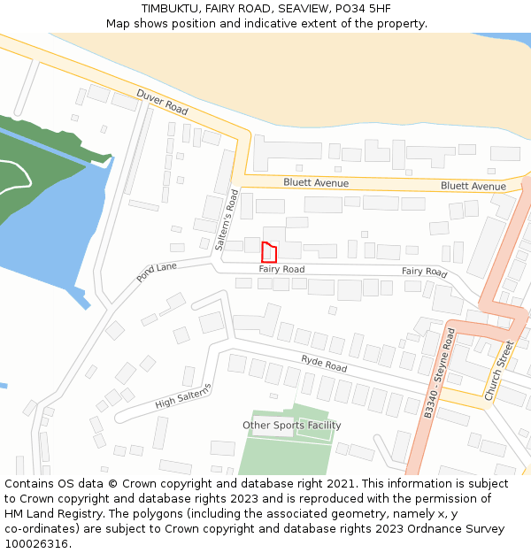 TIMBUKTU, FAIRY ROAD, SEAVIEW, PO34 5HF: Location map and indicative extent of plot