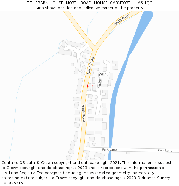 TITHEBARN HOUSE, NORTH ROAD, HOLME, CARNFORTH, LA6 1QG: Location map and indicative extent of plot