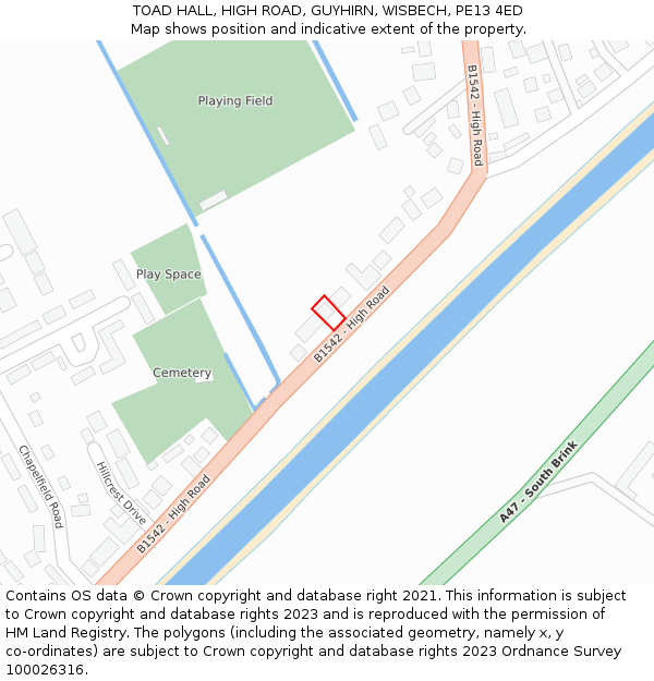 TOAD HALL, HIGH ROAD, GUYHIRN, WISBECH, PE13 4ED: Location map and indicative extent of plot