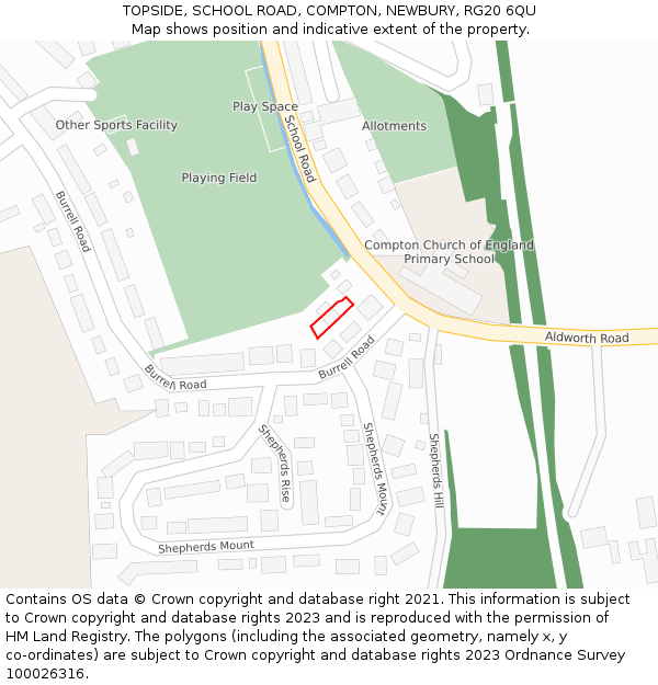 TOPSIDE, SCHOOL ROAD, COMPTON, NEWBURY, RG20 6QU: Location map and indicative extent of plot