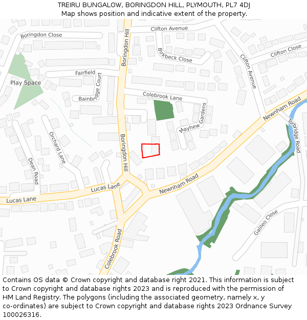 TREIRU BUNGALOW, BORINGDON HILL, PLYMOUTH, PL7 4DJ: Location map and indicative extent of plot