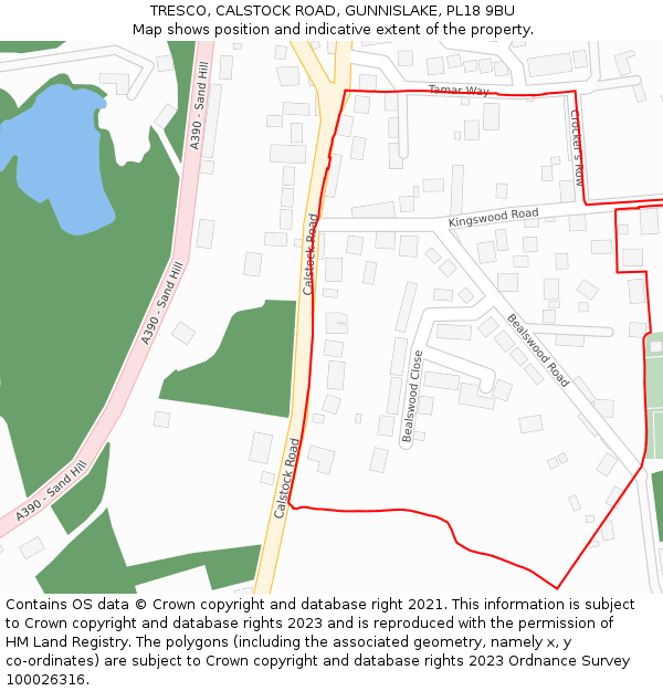 TRESCO, CALSTOCK ROAD, GUNNISLAKE, PL18 9BU: Location map and indicative extent of plot