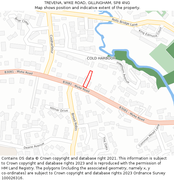 TREVENA, WYKE ROAD, GILLINGHAM, SP8 4NG: Location map and indicative extent of plot