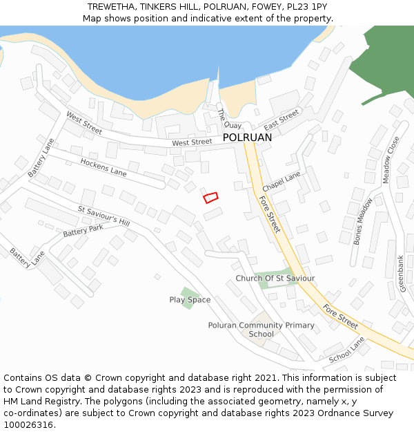 TREWETHA, TINKERS HILL, POLRUAN, FOWEY, PL23 1PY: Location map and indicative extent of plot
