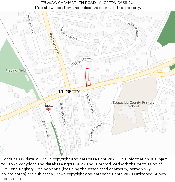 TRUWAY, CARMARTHEN ROAD, KILGETTY, SA68 0UJ: Location map and indicative extent of plot