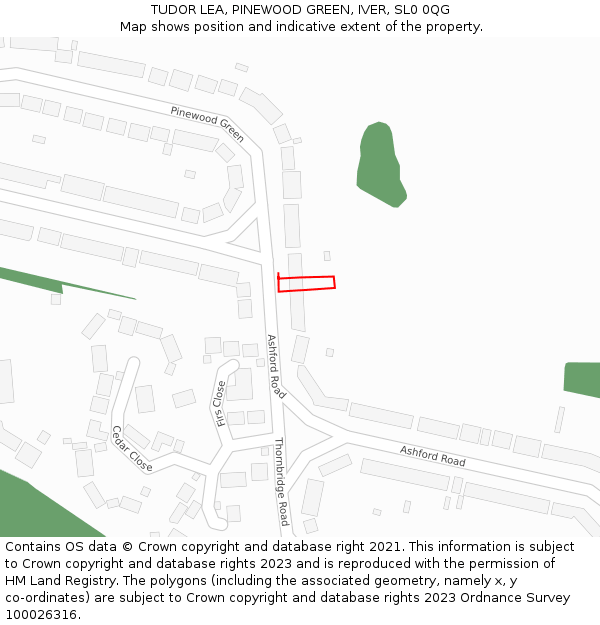 TUDOR LEA, PINEWOOD GREEN, IVER, SL0 0QG: Location map and indicative extent of plot