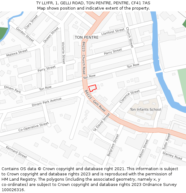TY LLYFR, 1, GELLI ROAD, TON PENTRE, PENTRE, CF41 7AS: Location map and indicative extent of plot