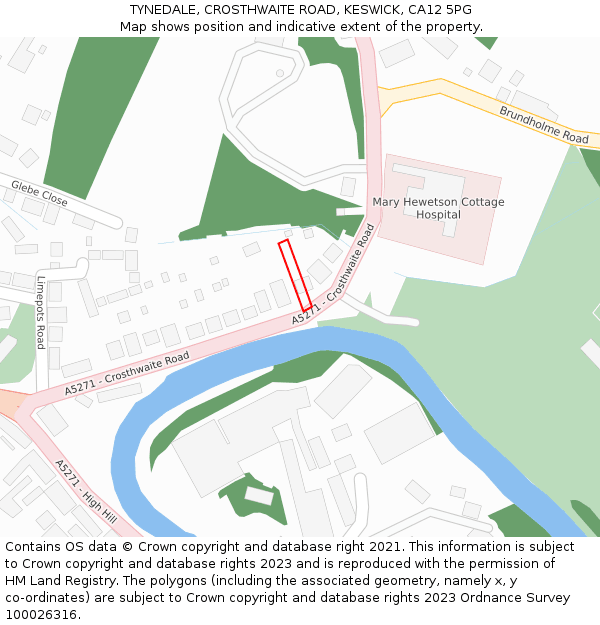 TYNEDALE, CROSTHWAITE ROAD, KESWICK, CA12 5PG: Location map and indicative extent of plot