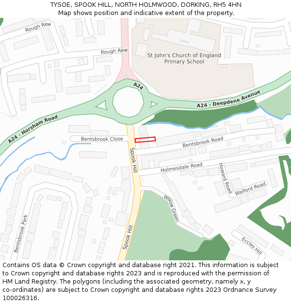 TYSOE, SPOOK HILL, NORTH HOLMWOOD, DORKING, RH5 4HN: Location map and indicative extent of plot