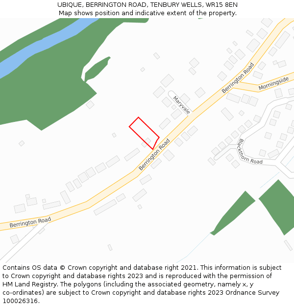 UBIQUE, BERRINGTON ROAD, TENBURY WELLS, WR15 8EN: Location map and indicative extent of plot