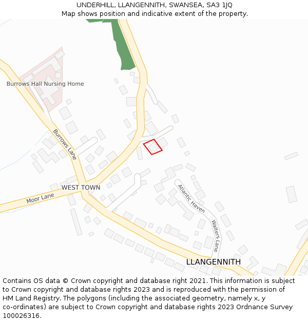 UNDERHILL, LLANGENNITH, SWANSEA, SA3 1JQ: Location map and indicative extent of plot