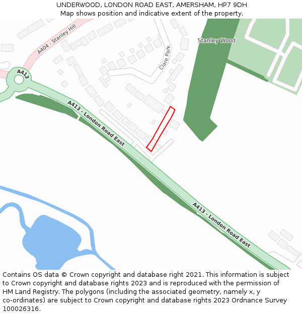 UNDERWOOD, LONDON ROAD EAST, AMERSHAM, HP7 9DH: Location map and indicative extent of plot