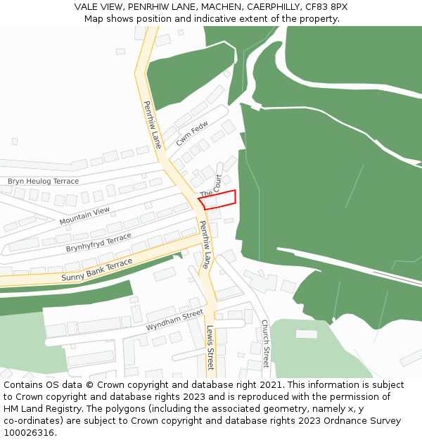 VALE VIEW, PENRHIW LANE, MACHEN, CAERPHILLY, CF83 8PX: Location map and indicative extent of plot