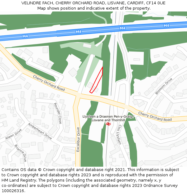 VELINDRE FACH, CHERRY ORCHARD ROAD, LISVANE, CARDIFF, CF14 0UE: Location map and indicative extent of plot