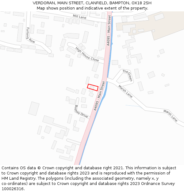 VERDORAN, MAIN STREET, CLANFIELD, BAMPTON, OX18 2SH: Location map and indicative extent of plot