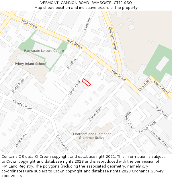 VERMONT, CANNON ROAD, RAMSGATE, CT11 9SQ: Location map and indicative extent of plot