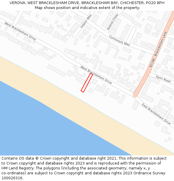 VERONA, WEST BRACKLESHAM DRIVE, BRACKLESHAM BAY, CHICHESTER, PO20 8PH: Location map and indicative extent of plot