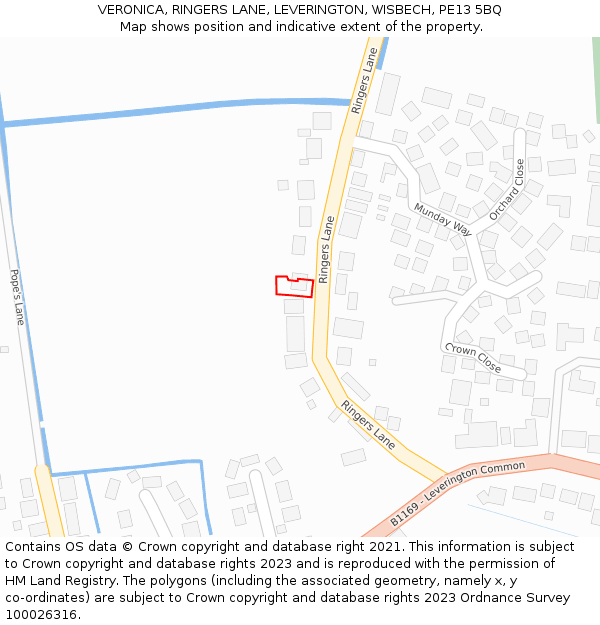 VERONICA, RINGERS LANE, LEVERINGTON, WISBECH, PE13 5BQ: Location map and indicative extent of plot