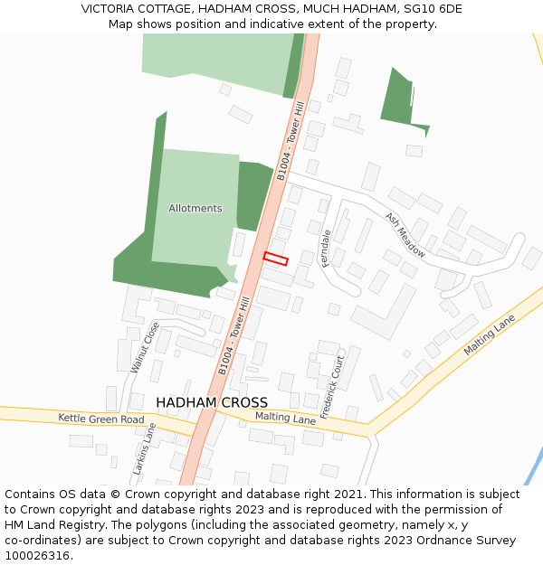 VICTORIA COTTAGE, HADHAM CROSS, MUCH HADHAM, SG10 6DE: Location map and indicative extent of plot