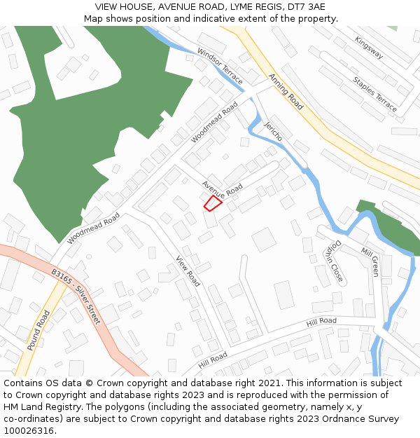 VIEW HOUSE, AVENUE ROAD, LYME REGIS, DT7 3AE: Location map and indicative extent of plot